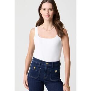 J Crew Essential Square Neck Tank Top L White NWT Shirt Top CJ071 J.Crew